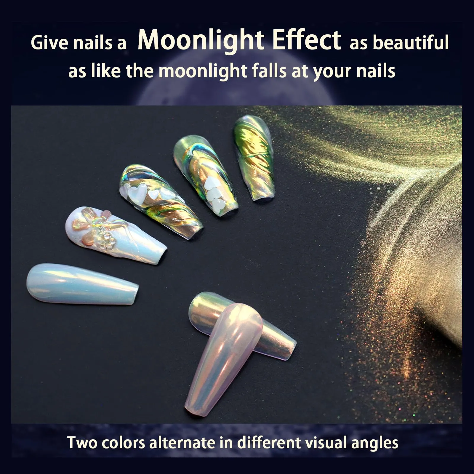 Allstarry Unicorn Chrome Nail Powder, Aurora Mermaid Iridescent White Pearl Nail Chrome Powder Pigment Glitter Fairy Dust for Nail Art, Manicure, Gel Nail Polish - Warn Autumn