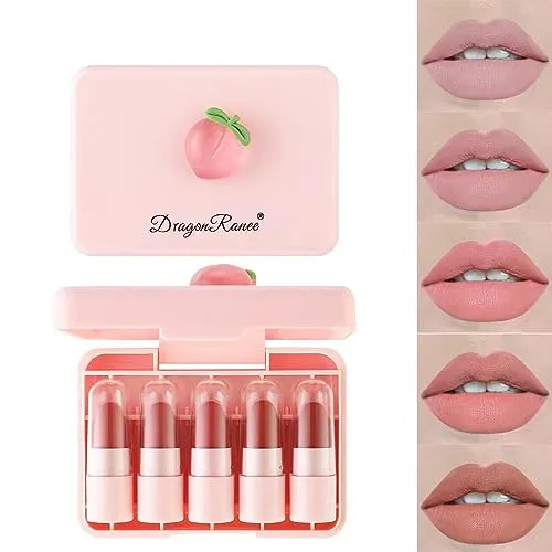 AMAKO Carrot peach lipstick set is not easy to fall matte matte soybean color sample fruit lipstick (01#Carrot)