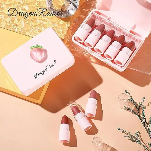 AMAKO Carrot peach lipstick set is not easy to fall matte matte soybean color sample fruit lipstick (01#Carrot)