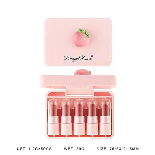 AMAKO Carrot peach lipstick set is not easy to fall matte matte soybean color sample fruit lipstick (01#Carrot)