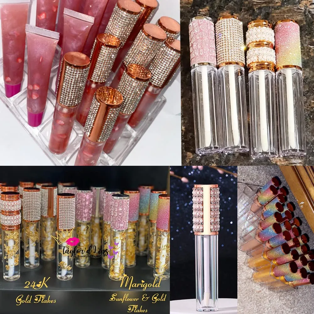 AMORIX 20 Pack Diamond Lip Gloss Tubes with Wand 5ml Empty Rhinestone Cute Lipgloss Bottles/Containers Crystal Lip Gloss Supplies Kit   2pcs Syringes   Labels for DIY Lip Gloss Base