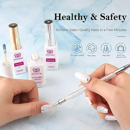 Arousar Gel Polish, 15ml Glitter White Color Soak Off Gel Nail Polish Swirl Thread Effect, Fall Hallowmas Quick Dry Nail UV LED Manicure Gel Nail Polish for Salon DIY at Home