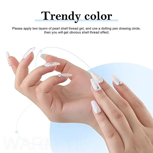 Arousar Gel Polish, 15ml Glitter White Color Soak Off Gel Nail Polish Swirl Thread Effect, Fall Hallowmas Quick Dry Nail UV LED Manicure Gel Nail Polish for Salon DIY at Home