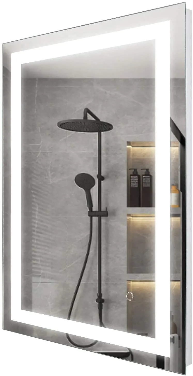 ARYAANSH Bright LED Bathroom Mirror, Modern Sleek Rectangle Wall Mounted LED Mirror, LED Illuminated Frameless Dimmable Vanity Mirror with Lights