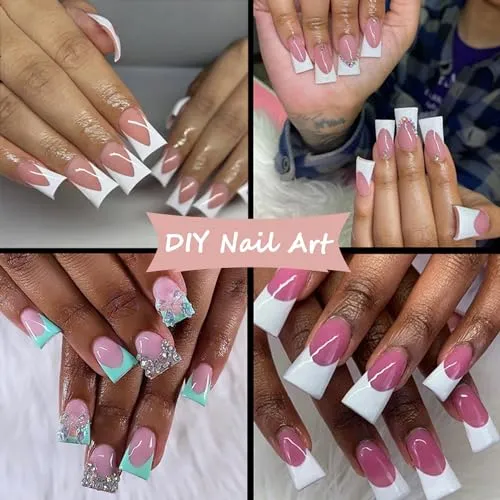 ASONRL 500Pcs Clear Duck Nail Tips, 10 Sizes Pre Shaped Professional Duck Nail Tips Press Ons Half Cover Acrylic Soft Gel Nail Tips for Nail Extension Home DIY Nail Salon with Box