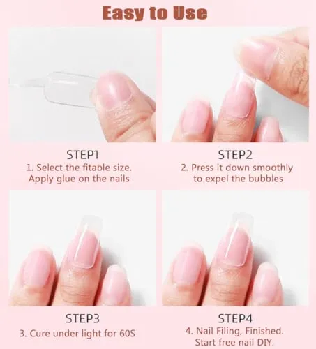 ASONRL 500Pcs Clear Duck Nail Tips, 10 Sizes Pre Shaped Professional Duck Nail Tips Press Ons Half Cover Acrylic Soft Gel Nail Tips for Nail Extension Home DIY Nail Salon with Box
