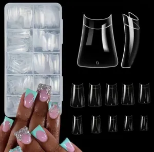 ASONRL 500Pcs Clear Duck Nail Tips, 10 Sizes Pre Shaped Professional Duck Nail Tips Press Ons Half Cover Acrylic Soft Gel Nail Tips for Nail Extension Home DIY Nail Salon with Box
