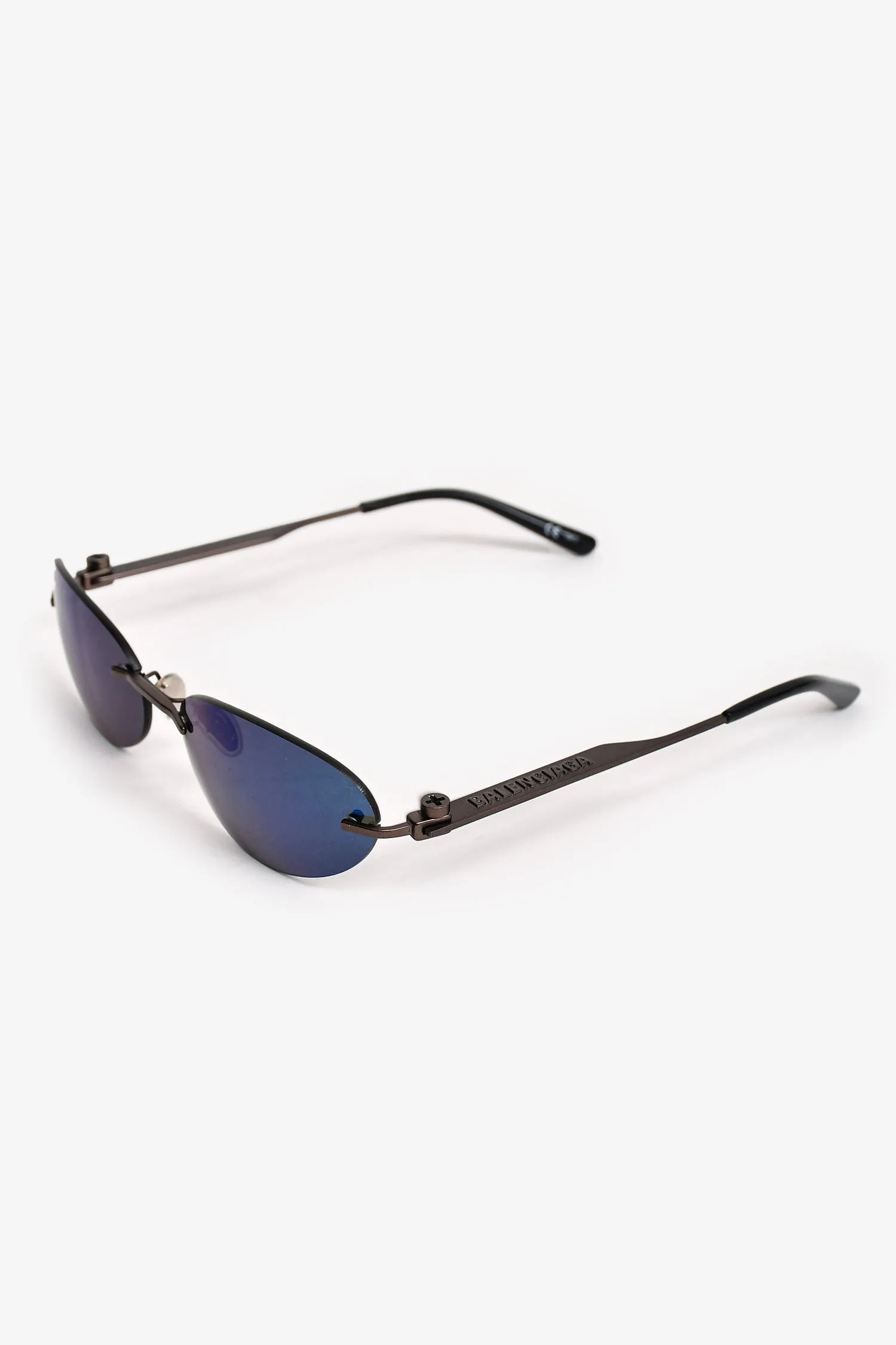 Balenciaga Metal Frame Blue Oval Sunglasses