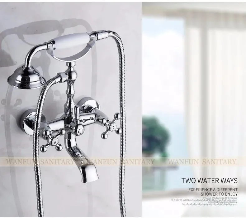 Bathtub Faucet Brass Chrome Bath Shower Set Silver Wall Mount Rain Shower Faucets Bathroom Shower Mixer Tap Set torneiras G021