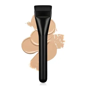 BEAUTYFACTOR 2Pcs Ultrathin Foundation Brush for Liquid Makeup,Flat Spatula Liquid Foundation Brush Premium Face Korean Makeup Brush for Blending Cream (Black&Black)