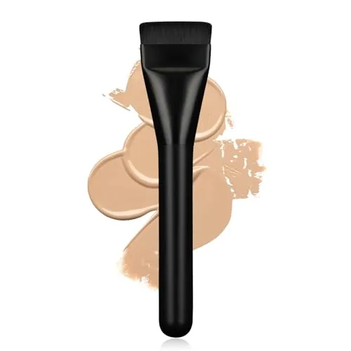 BEAUTYFACTOR 2Pcs Ultrathin Foundation Brush for Liquid Makeup,Flat Spatula Liquid Foundation Brush Premium Face Korean Makeup Brush for Blending Cream (Black&Black)