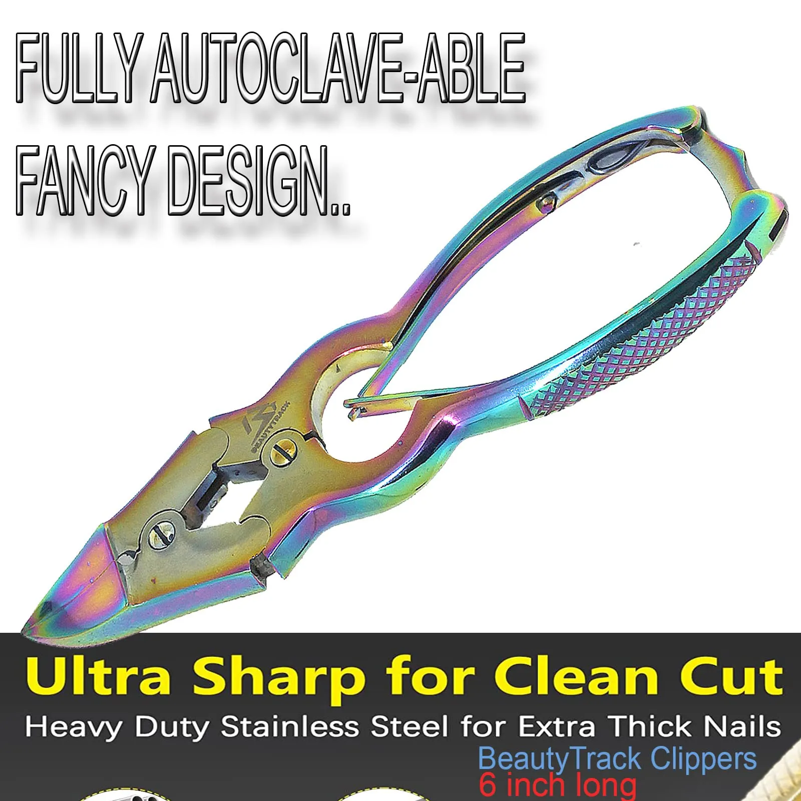 BeautyTrack Toenail Clippers for Thick Nail and Ingrown Toenails - Thick Nails - Multi Fancy Colour Podiatrist Toenail Clippers Plus Storage Case