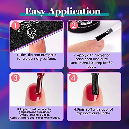Beetles 20 Colors Gel Nail Polish Kit Midnight Euphoria Collection 23 Pcs Purple Blue Hot Pink Glitter Gel Polish Set Rainbow Soak off Uv Glossy & Matte Top Base Coat Gift for Girls