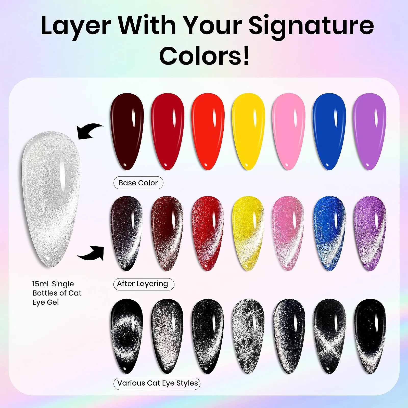 Beetles Cat Eye Gel Nail Polish 15ml Gel Polish Soak Off UV LED Nail Lamp 1 Color Silver Shimmer Velvet Gel Nail Polish Nail Art Manicure Salon DIY Home