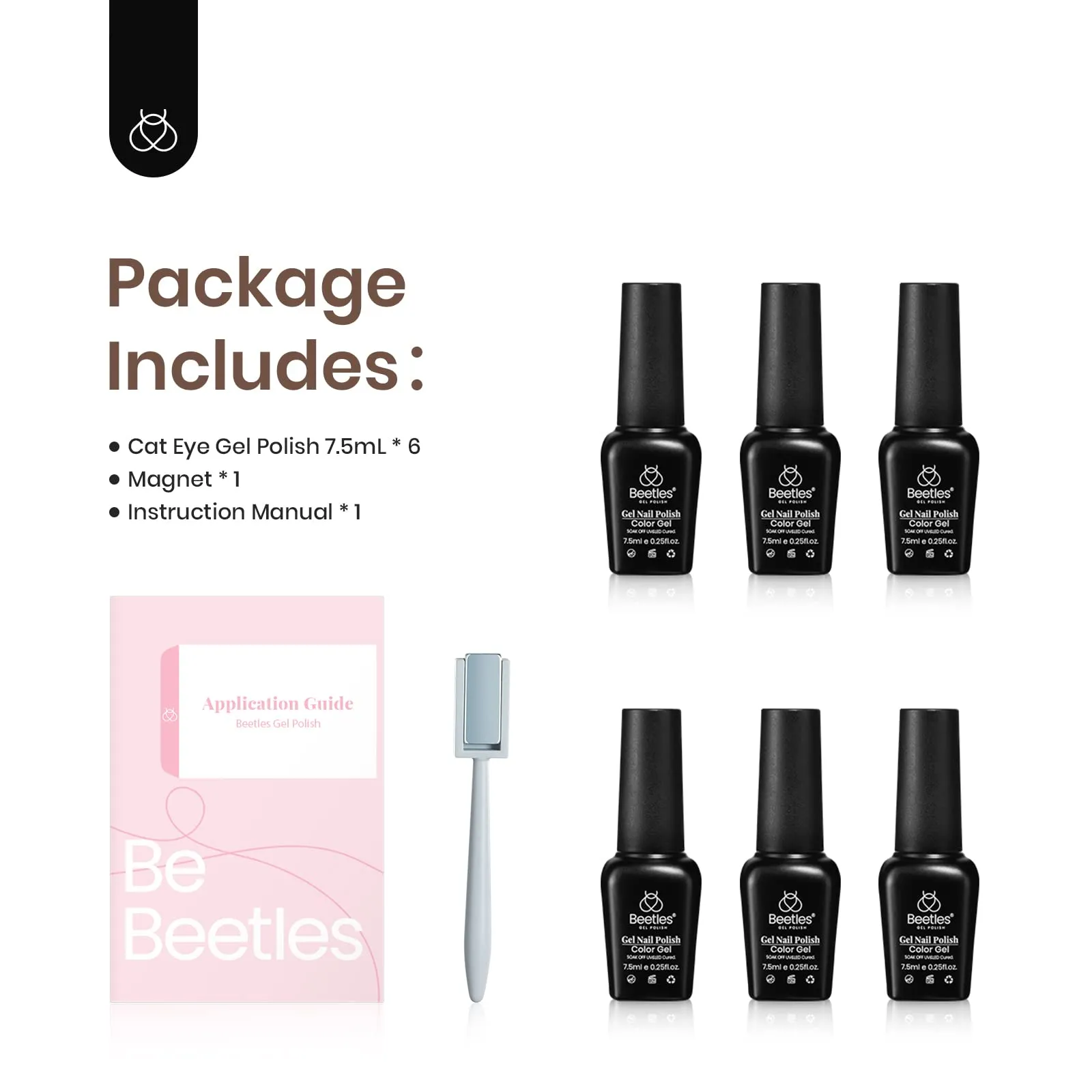 Beetles Cat Eye Gel Nail Polish Set 6 Colors Glitter Red Purple Blue Nail Polish with Magnet Fall Gel Polish Soak Off U V Led Gifts for Women Girls Salon DIY Home