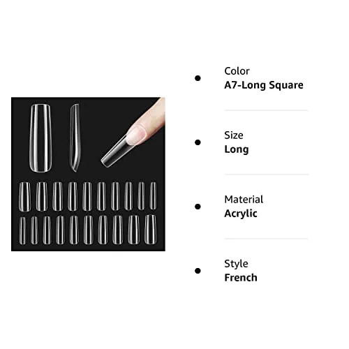 Beetles Gel Nail Kit Gel Nail Tips, 500Pcs Pre-shaped Long Square Gelly Tips Clear Press on Nail Tips Full Cover False Nails for Gel Art Soak Off Nail Extensions Acrylic Nails Women Gifts