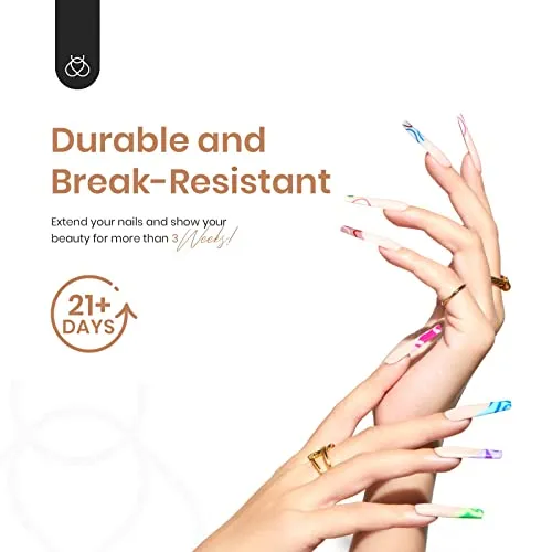 Beetles Gel Nail Kit Gel Nail Tips, 500Pcs Pre-shaped Long Square Gelly Tips Clear Press on Nail Tips Full Cover False Nails for Gel Art Soak Off Nail Extensions Acrylic Nails Women Gifts