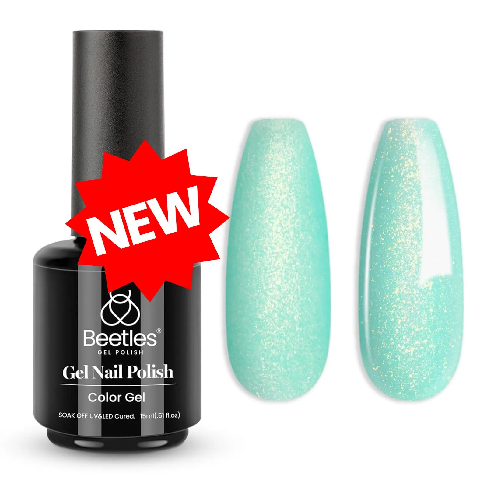Beetles Mint Green Gel Polish 1 Pcs 15ml Glitter Green Gel Nail Polish Mermaid Turquoise Shimmer Green UV Gel Nail Polish Soak Off UV LED Summer Nail Art Design DIY Home