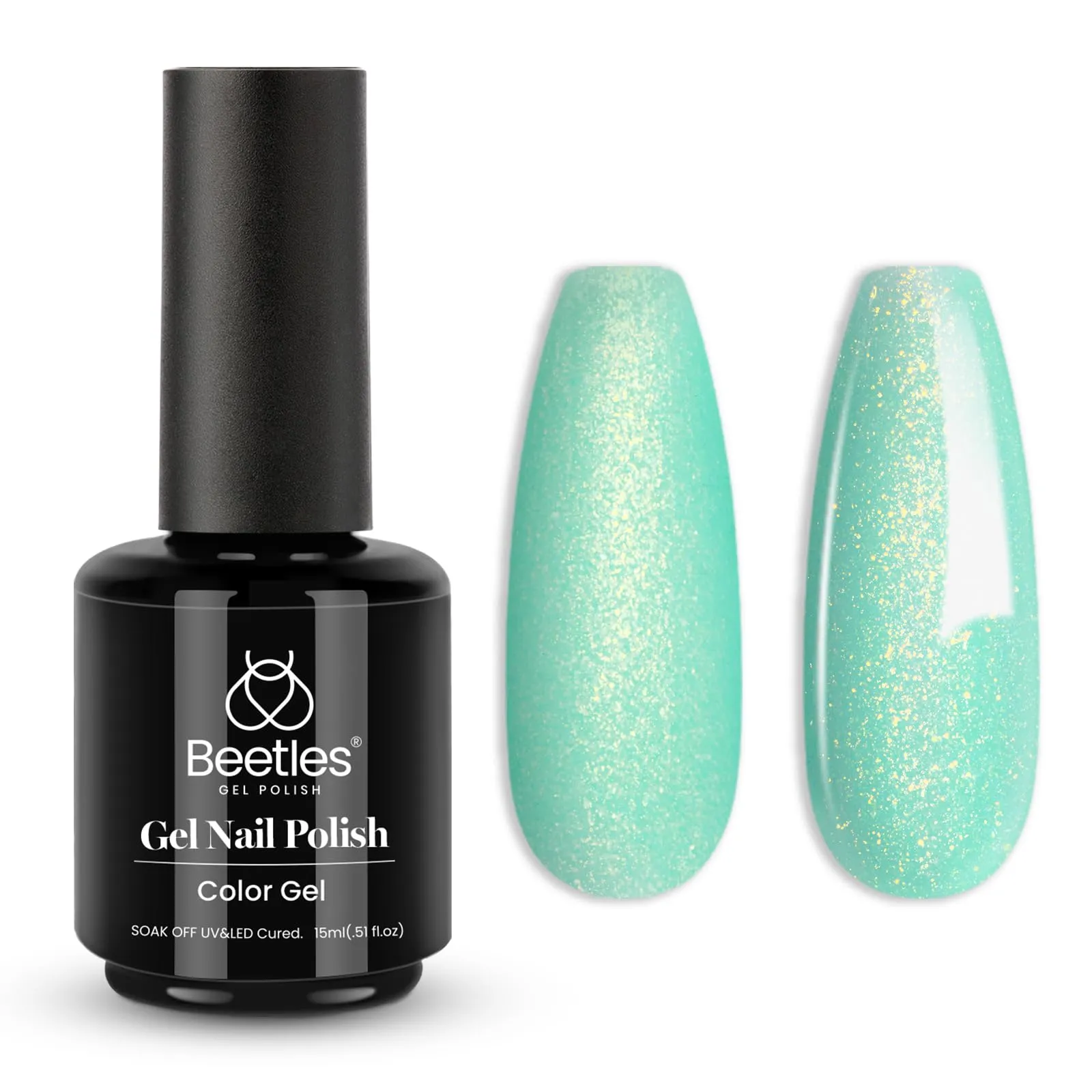 Beetles Mint Green Gel Polish 1 Pcs 15ml Glitter Green Gel Nail Polish Mermaid Turquoise Shimmer Green UV Gel Nail Polish Soak Off UV LED Summer Nail Art Design DIY Home