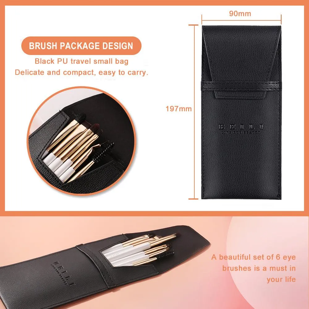 BEILI 6Pcs Individual Eye Brushes Set WBE6/WBE6 Bag