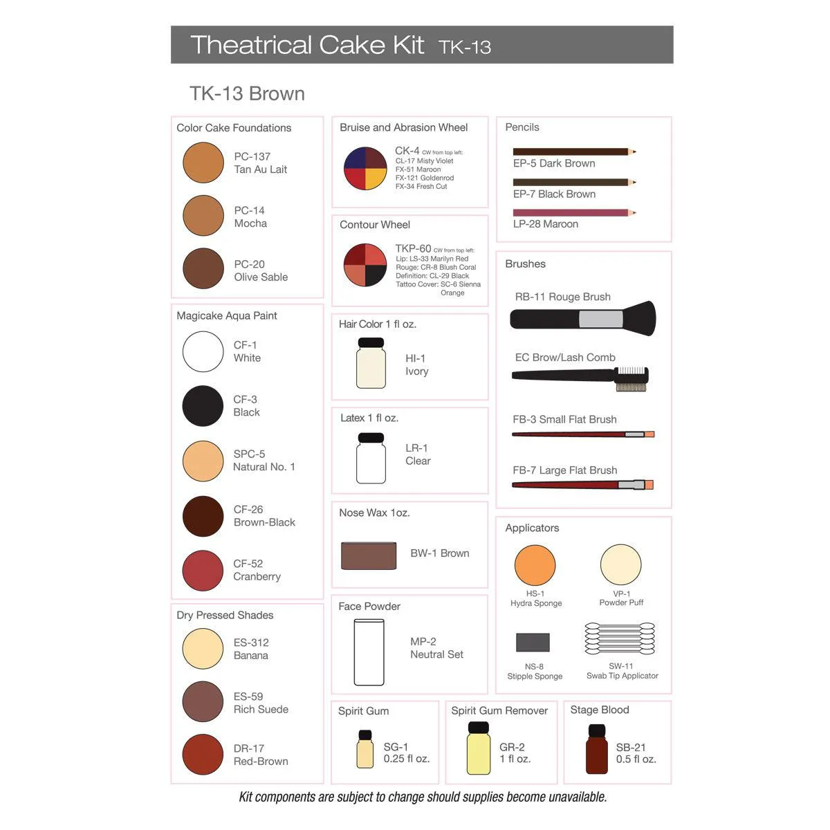 Ben Nye Theatrical Cake Kit