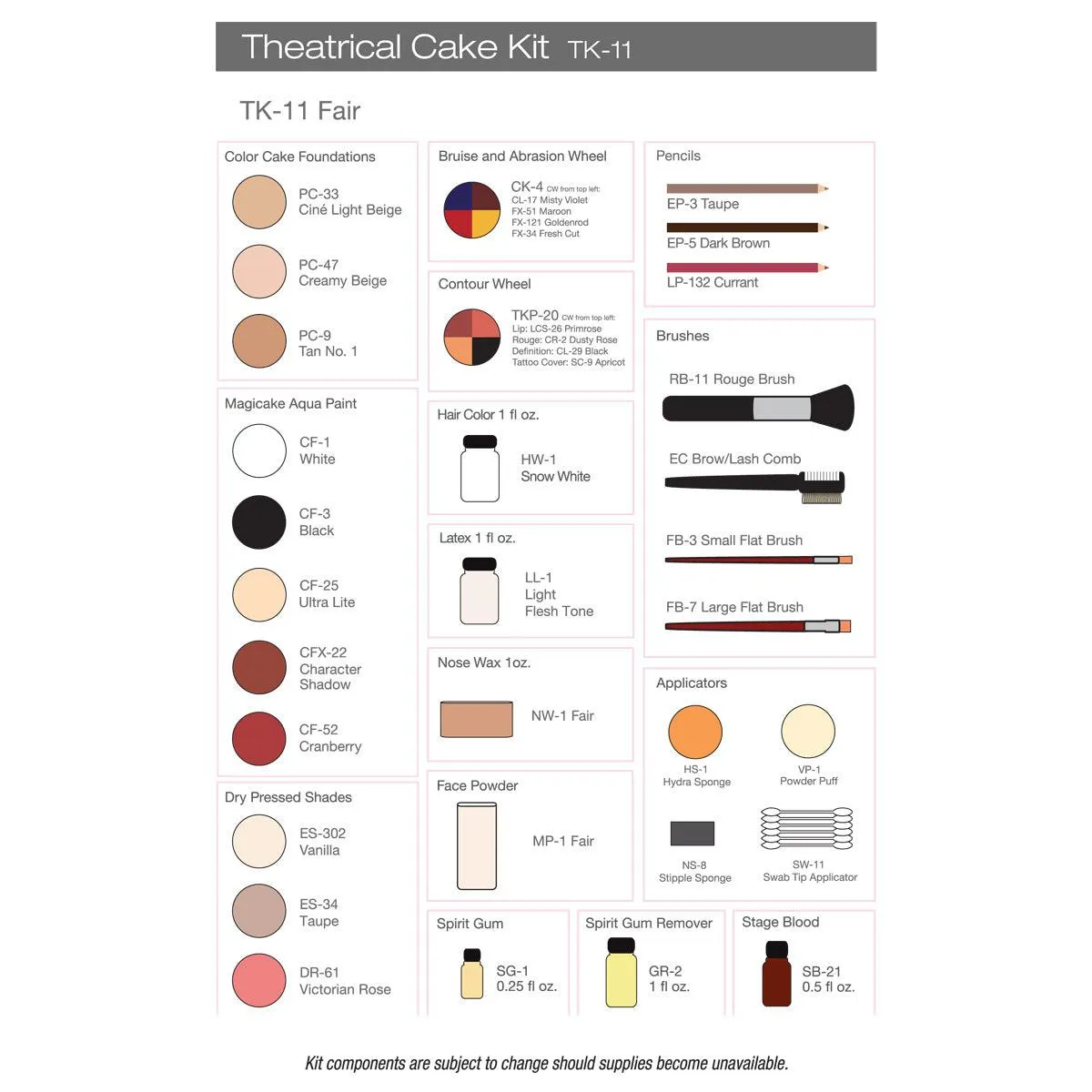 Ben Nye Theatrical Cake Kit