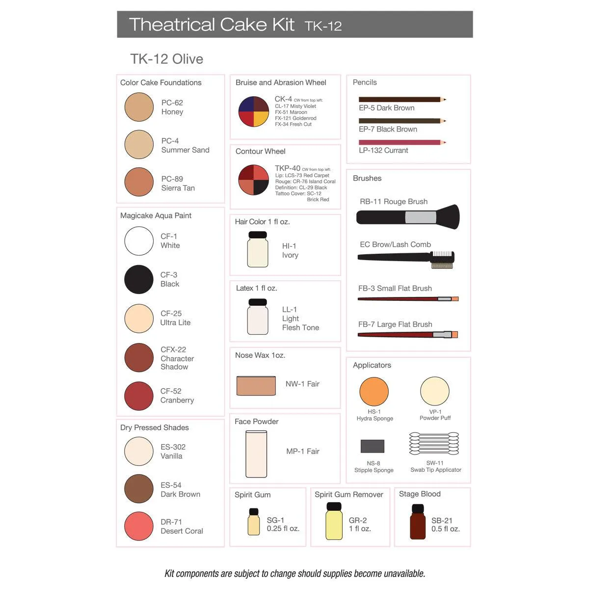 Ben Nye Theatrical Cake Kit