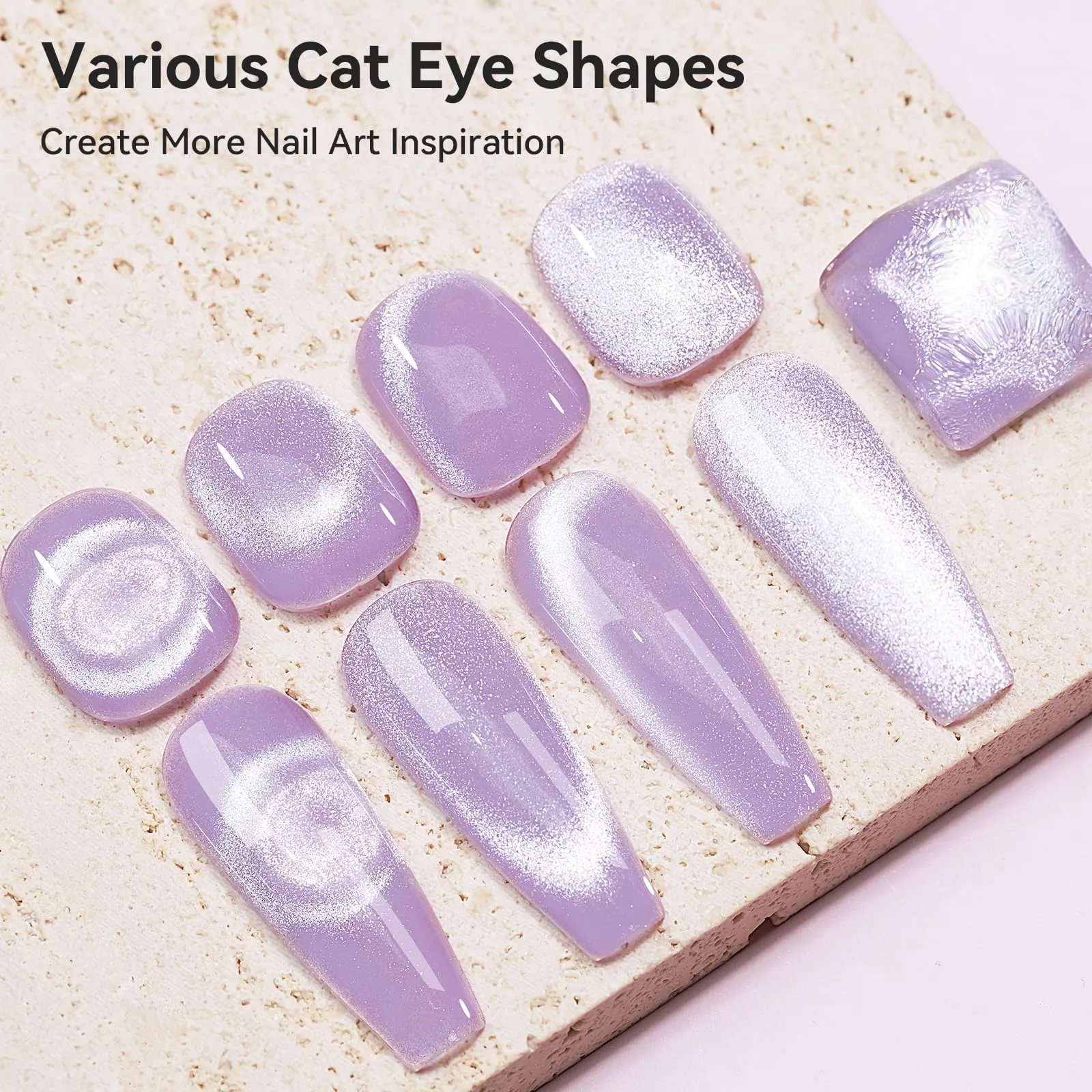 Bevimee Cat Eye Gel Nail Polish 12ML, Lavender Purple Smoothie Magnetic Gel Polish Holographic Shimmer Glitter Cats Eye Nail Polish with Magnet Stick Soak Off UV Gel Nail Art Varnish
