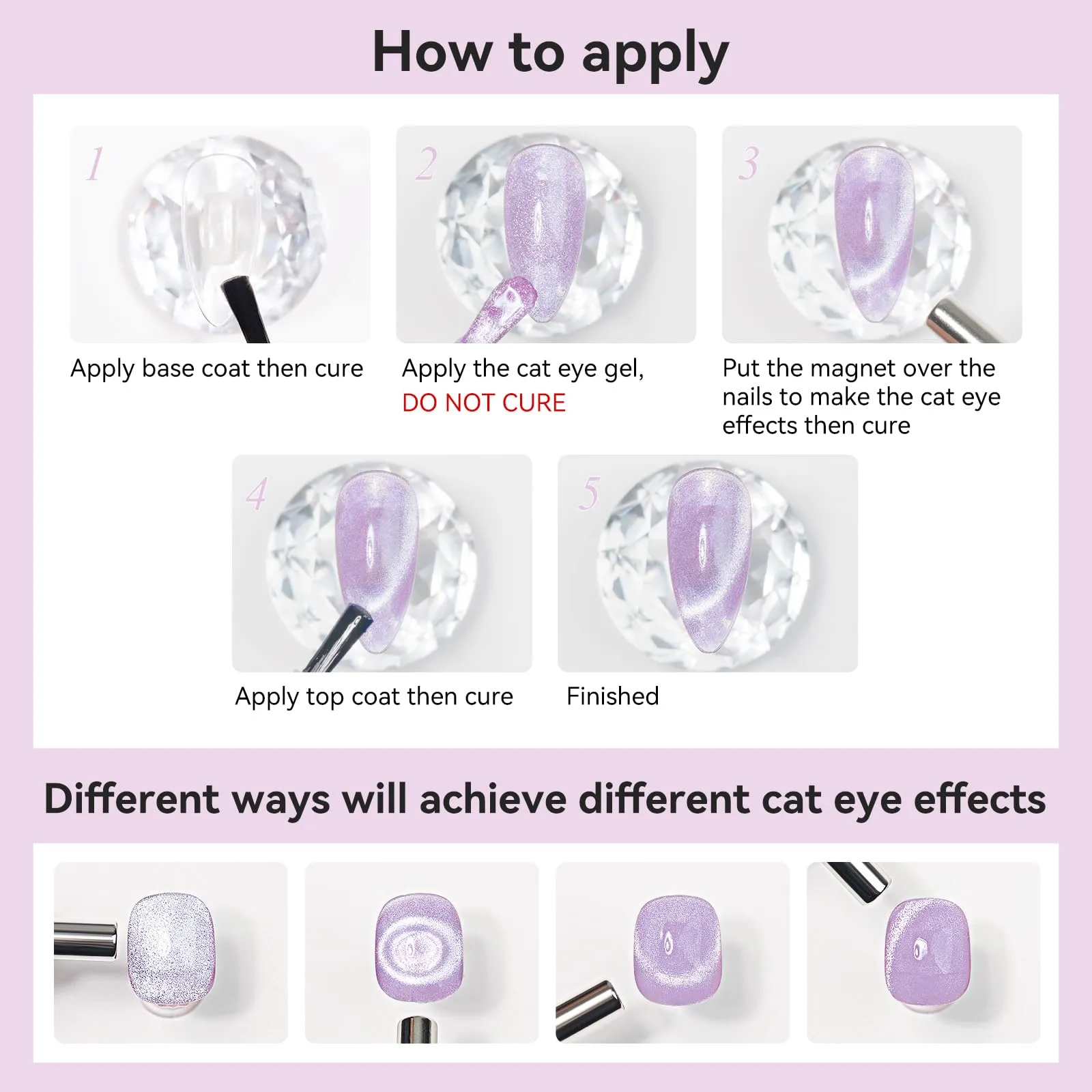 Bevimee Cat Eye Gel Nail Polish 12ML, Lavender Purple Smoothie Magnetic Gel Polish Holographic Shimmer Glitter Cats Eye Nail Polish with Magnet Stick Soak Off UV Gel Nail Art Varnish