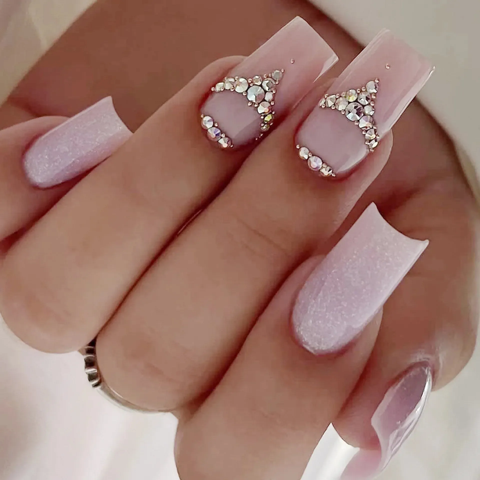 binfenxie 24pc Detachable Ballet Coffin French Fake Nails with Designs Butterfly Full Cover Press on Nails XL Artificial Nails with Glue