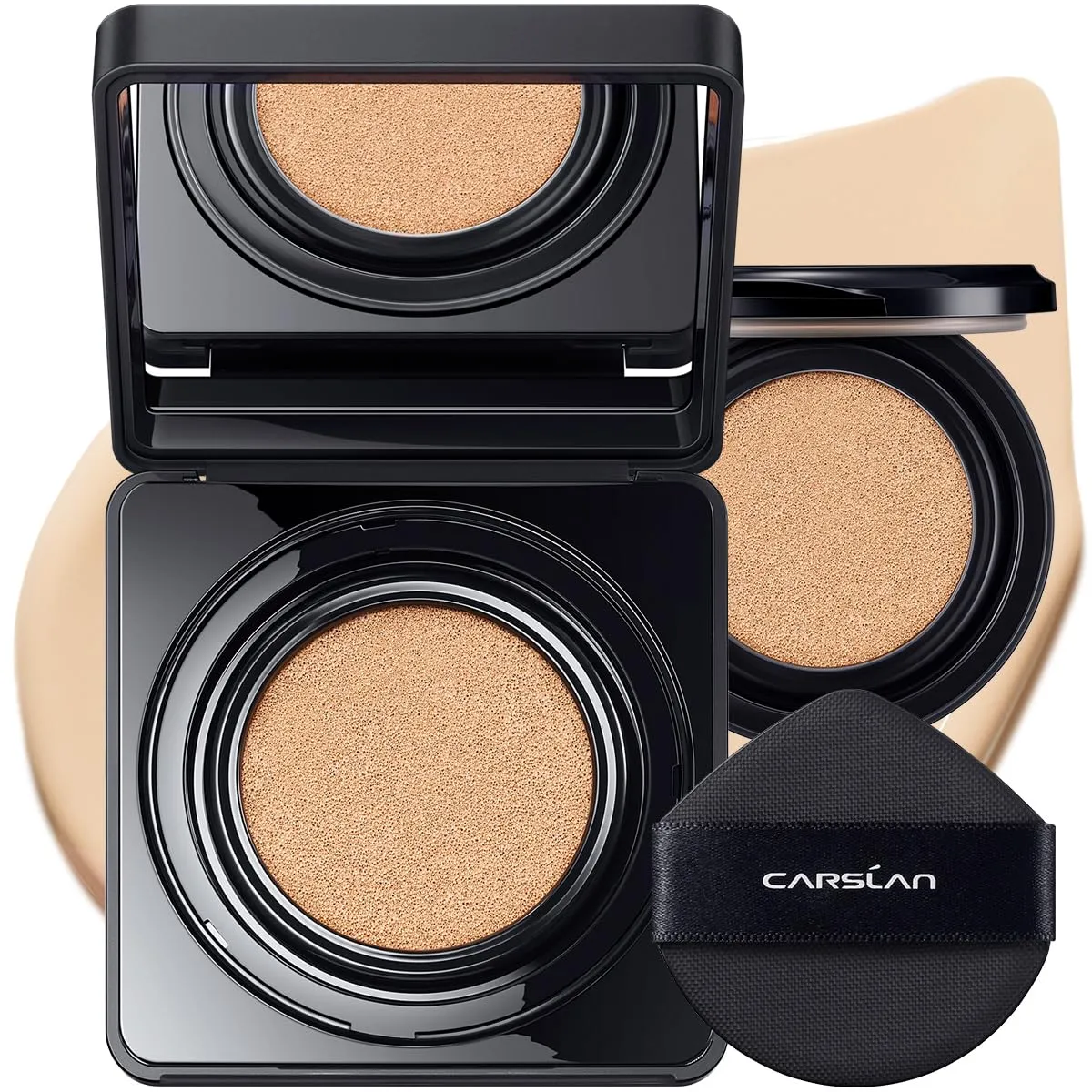 Black Magnet Cushion Foundation - Full Buildable Coverage, Moisturizing, Lightweight, 16H Long-Lasting Glow Looking, Refill Included, 02.Ivory White