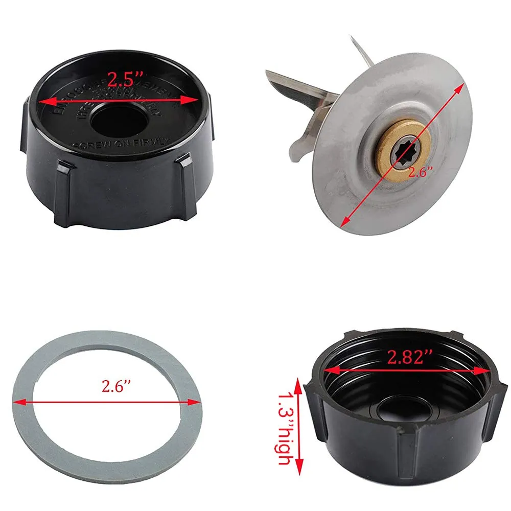 Blender Blade for Oster Osterizer with Rubber Seal Gasket & 4902 Blender Jar Bottom & 6 Point Fusion Blade 4980 replacement parts by SixElements