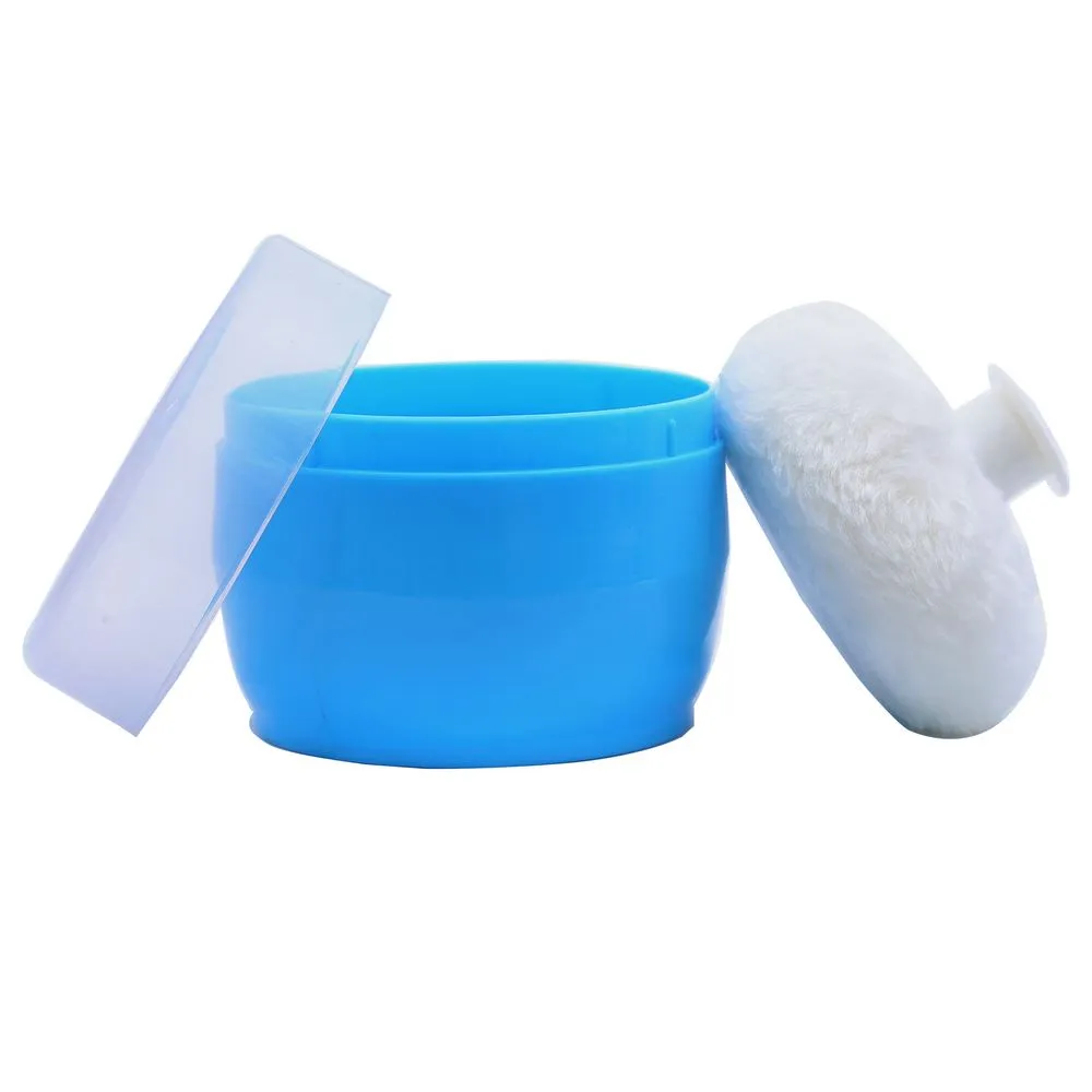 Blue Powder Box With Refillable Powder Puff
