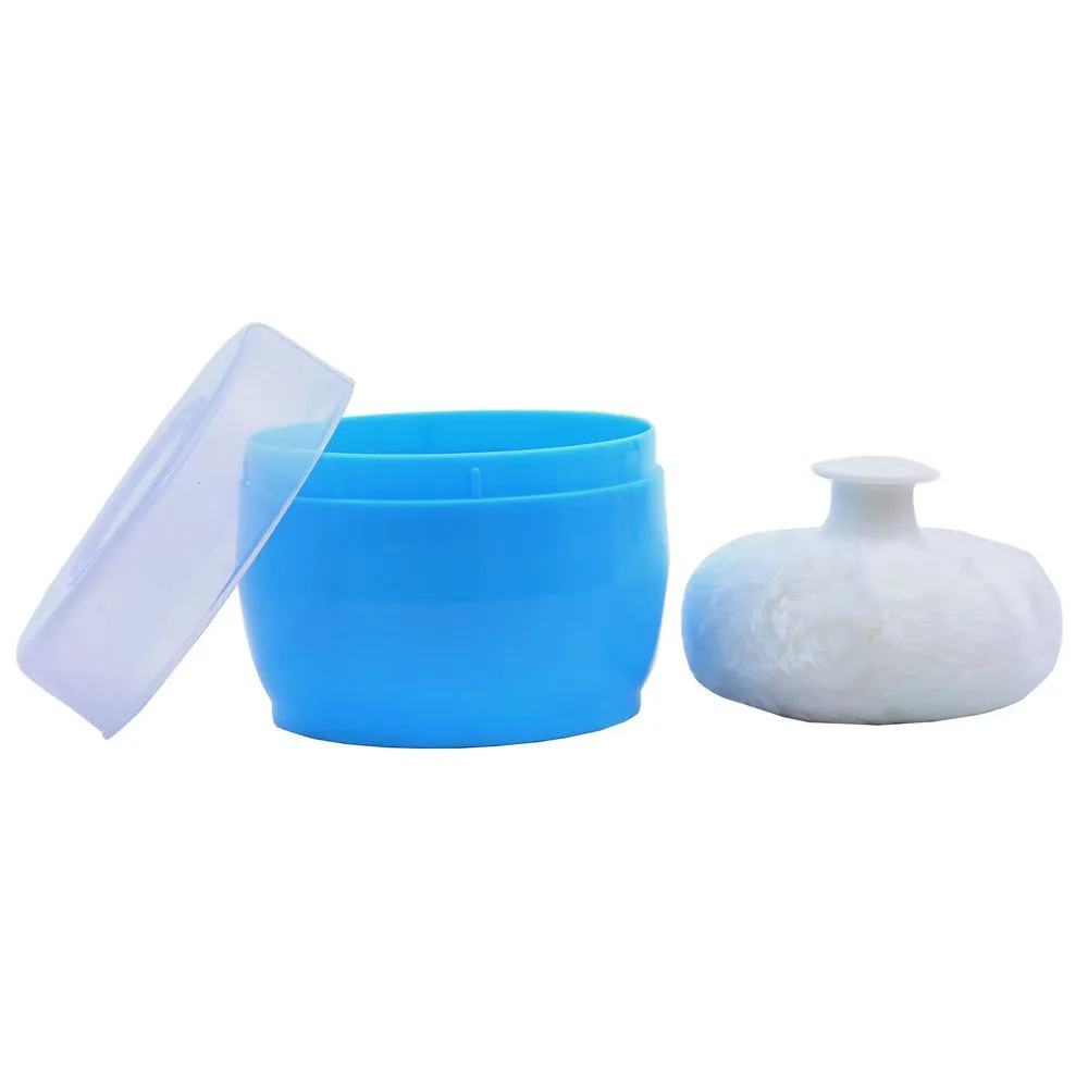 Blue Powder Box With Refillable Powder Puff