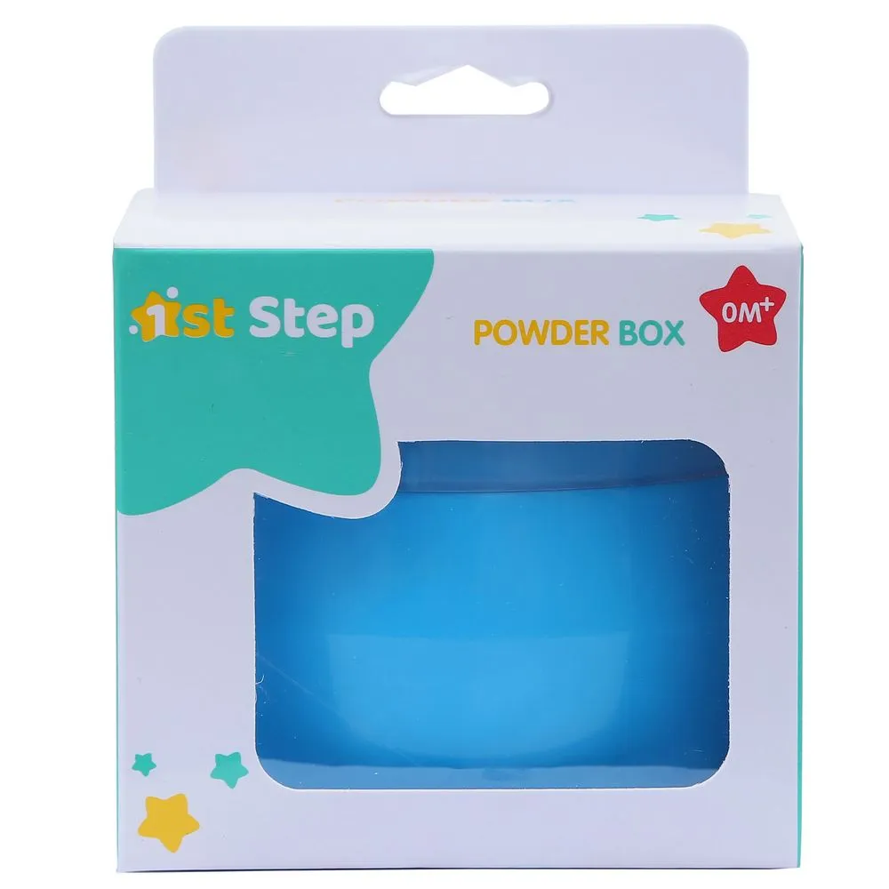 Blue Powder Box With Refillable Powder Puff