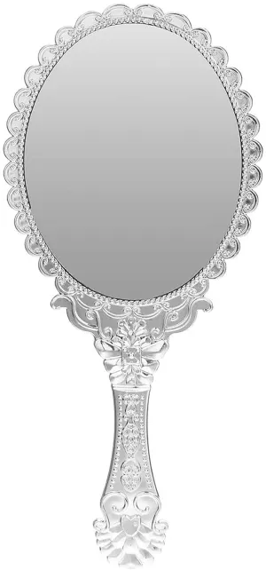 Bluelover Vintage Repousse Oval Makeup Floral Mirror Hand Held Mirrors Silver Cosmetic