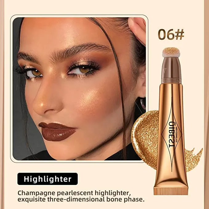 Blush Dreams Contour Beauty Wand, Liquid Face Concealer Contouring Stick with Cushion Applicator, Long Lasting Smooth Natural Matte Finish, Lightweight Blendable Super Silky Cream Contour Stick (Silver Highlighter (H3))