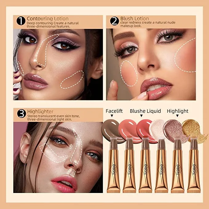 Blush Dreams Contour Beauty Wand, Liquid Face Concealer Contouring Stick with Cushion Applicator, Long Lasting Smooth Natural Matte Finish, Lightweight Blendable Super Silky Cream Contour Stick (Silver Highlighter (H3))