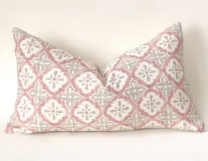 Blush Geometric Pillow / Blush Grey 12x21 / 12x21 Cushion Cover / 12x21 Pink Pillow Cover / Lumbar Pillow Cover 12x21 / Blush Linen 12x21