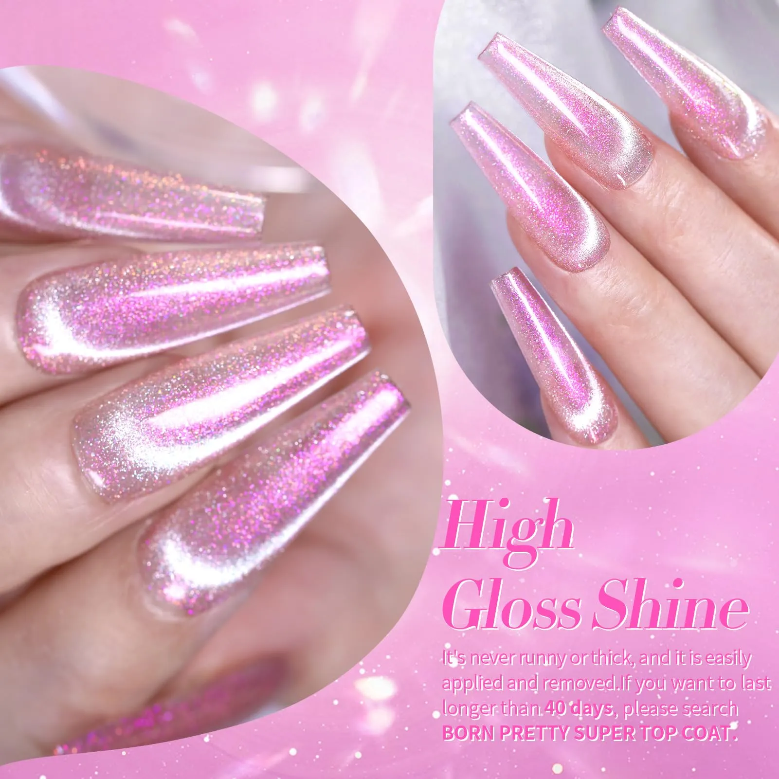 Born Pretty Auroras Cat Magnetic Eye Gel Nail Polish Jelly Glitter Magnetic Gel Polish 4PCS Nail Art Manicure DIY at Home