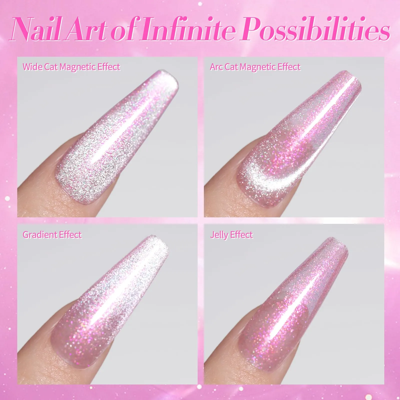 Born Pretty Auroras Cat Magnetic Eye Gel Nail Polish Jelly Glitter Magnetic Gel Polish 4PCS Nail Art Manicure DIY at Home