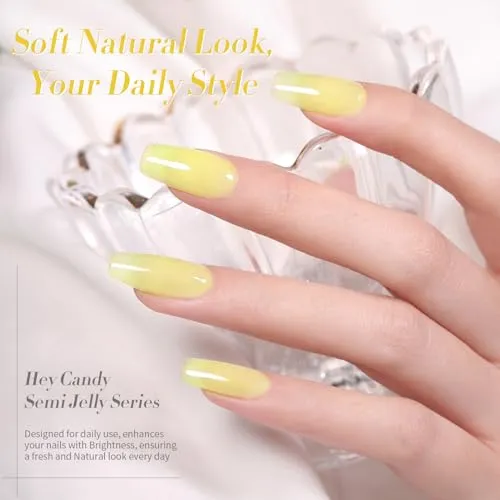 Born Pretty Jelly Gel Nail Polish Ice Jelly Neon Halloween Gel Polish Crystal Transparent Gel Polish Set Yellow Green Blue Purple Hot Pink Nail Art Varnish Manicure 6PCS Halloween's Collection Gift