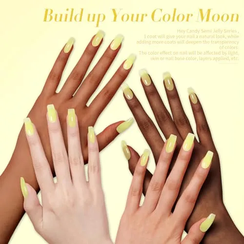 Born Pretty Jelly Gel Nail Polish Ice Jelly Neon Halloween Gel Polish Crystal Transparent Gel Polish Set Yellow Green Blue Purple Hot Pink Nail Art Varnish Manicure 6PCS Halloween's Collection Gift
