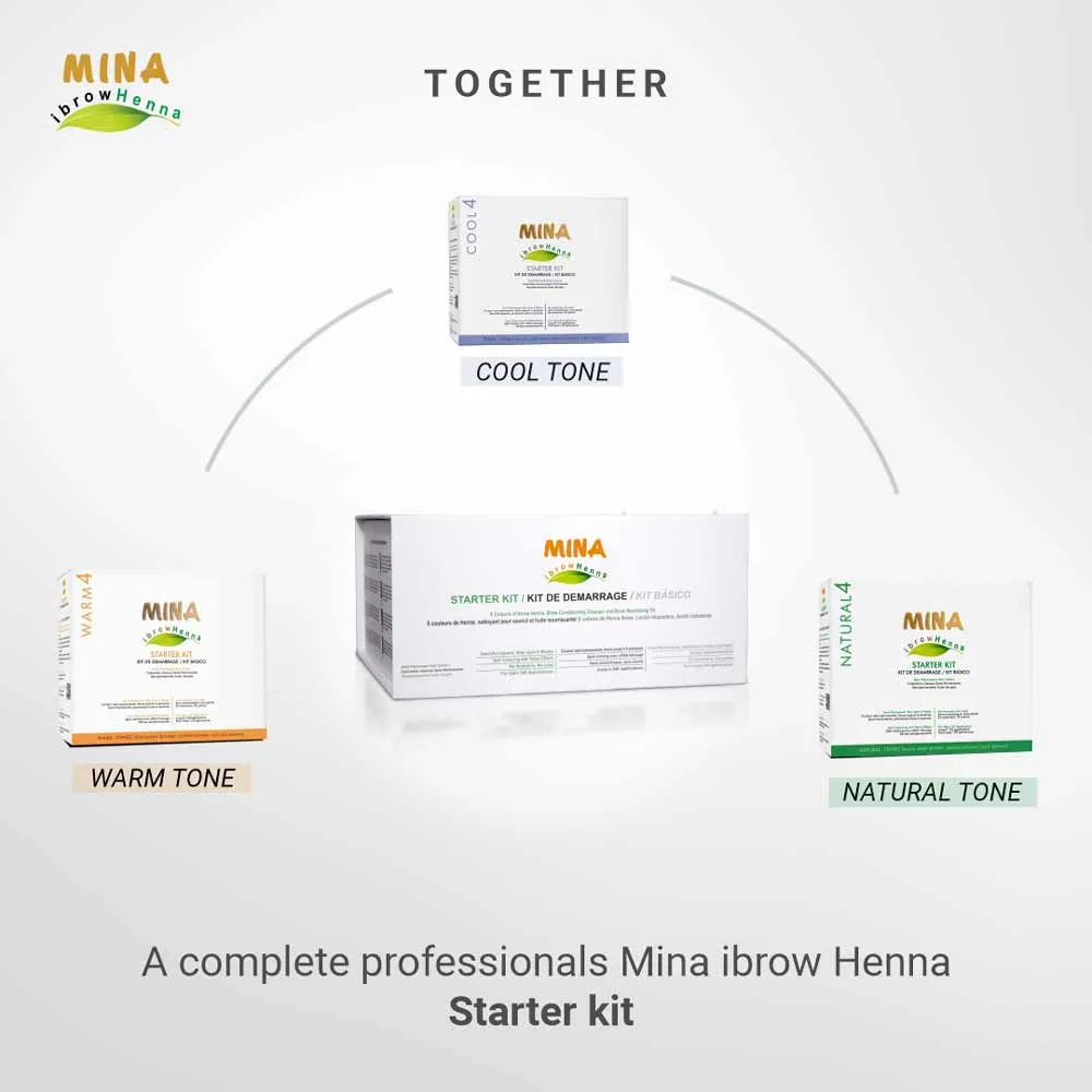Brow Henna Professional Starter Kit - Cool Tone (Set of 4 Shades - Ash Blonde, Pearl Grey, Graphite & Grey Brown)