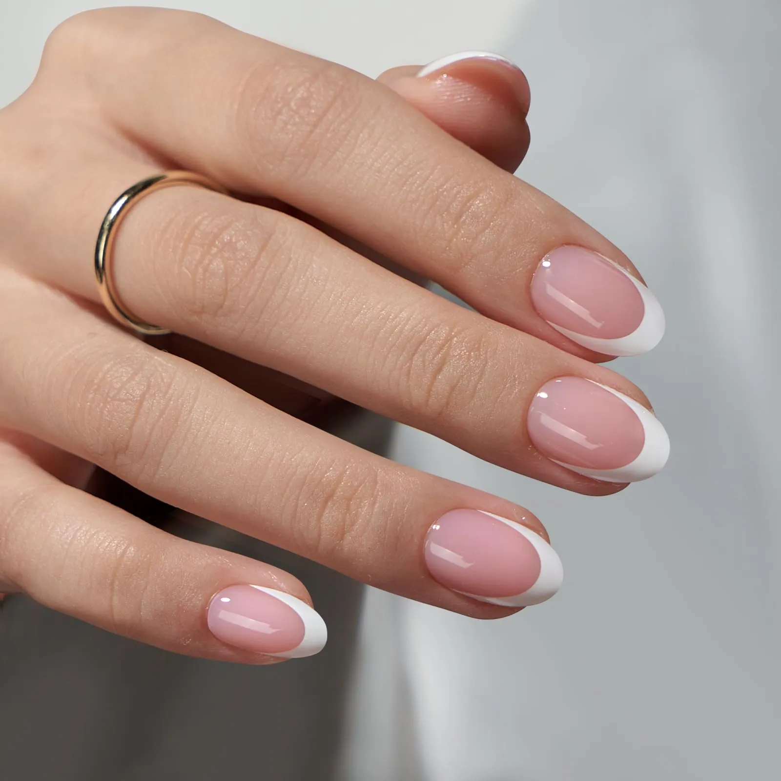 BTArtboxnails French Gel Nail Tips - French Tip Press on Nails Pink Extra Short Almond XCOATTIPS Pre-applied Tip Primer & Base Coat, No Need to File Fake Nails for Nail Art DIY