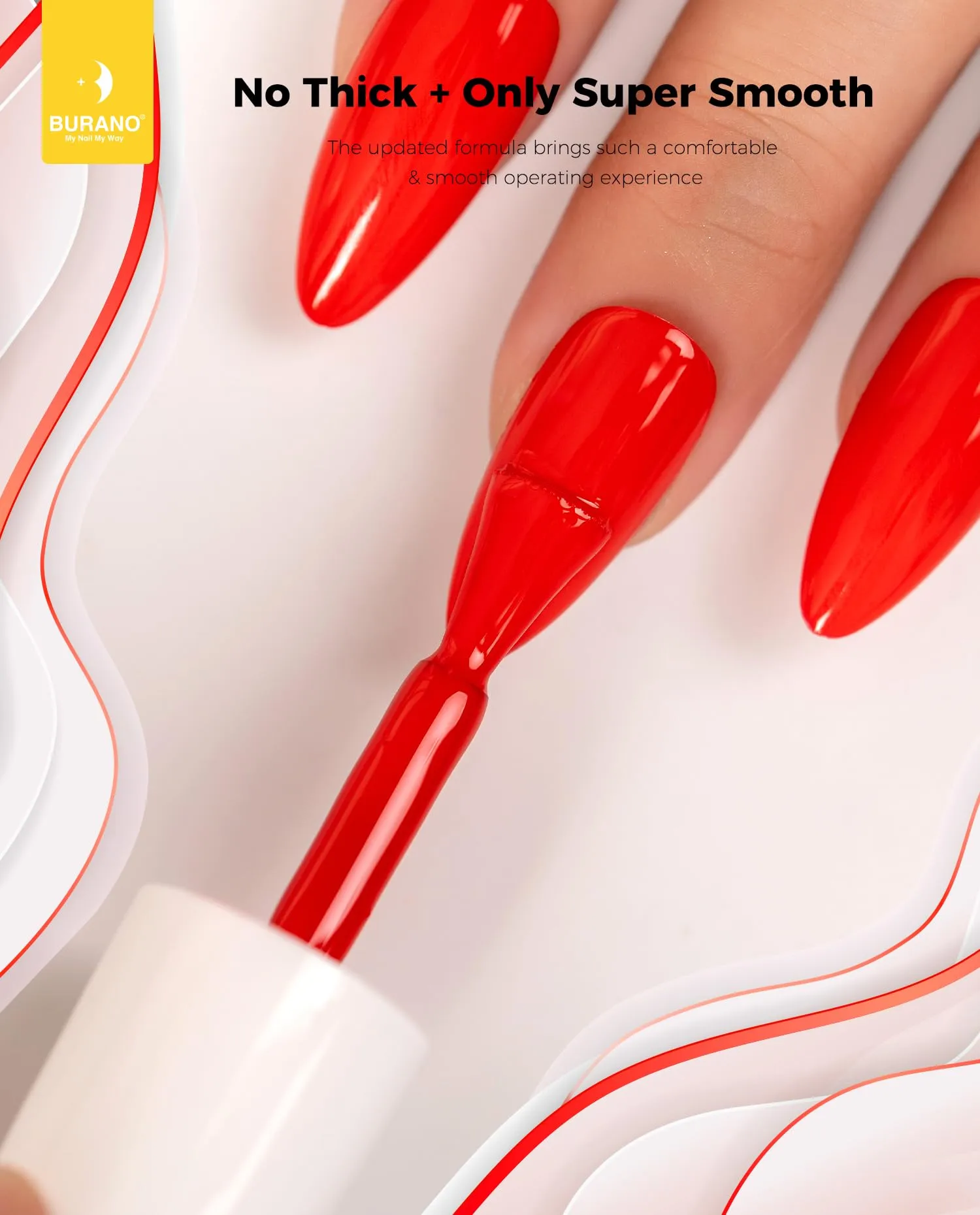 BURANO Gel Nail Polish, Gel Gel Polish 15ml Gel Colors Gel Neon Gel Soak Off UV Led Nail Lamp Gel Polish 1 Bottle 0.5 Oz Nail Art DIY Home Hot Color Nails (Pure Red 25)
