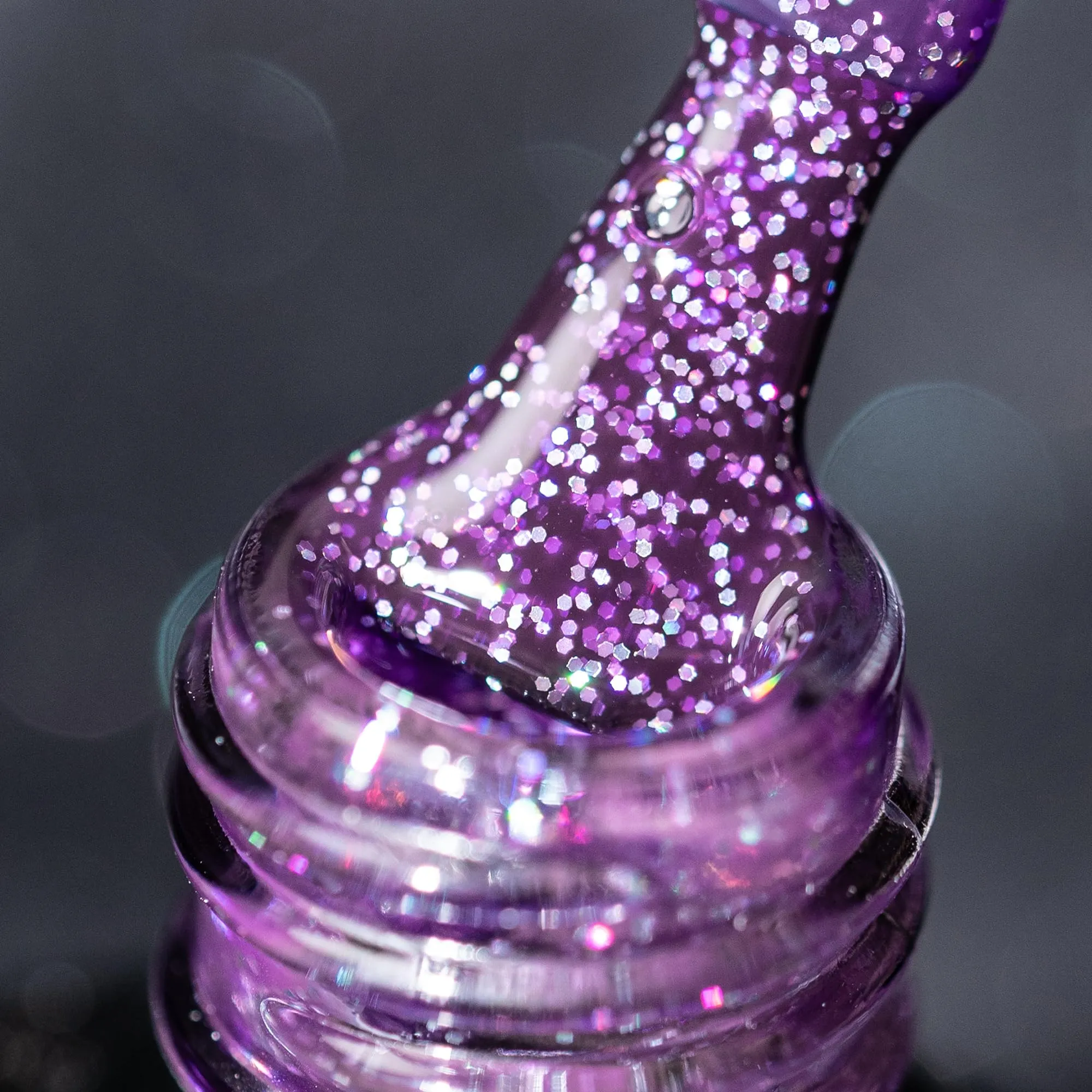 BURANO Glitter Gel Nail Polish, LED UV Nail Gel Shimmer Holographic Effect Soak off Gel Curing Required, No Chip Gel Polish Sparkle Gel Home DIY Nail Salon (Deep Purple LP46)
