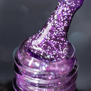 BURANO Glitter Gel Nail Polish, LED UV Nail Gel Shimmer Holographic Effect Soak off Gel Curing Required, No Chip Gel Polish Sparkle Gel Home DIY Nail Salon (Deep Purple LP46)