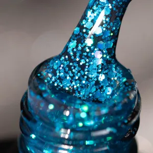 BURANO Glitter Gel Nail Polish, LED UV Nail Gel Shimmer Holographic Effect Soak off Gel Curing Required, No Chip Gel Polish Sparkle Gel Home DIY Nail Salon (Lake LP42)