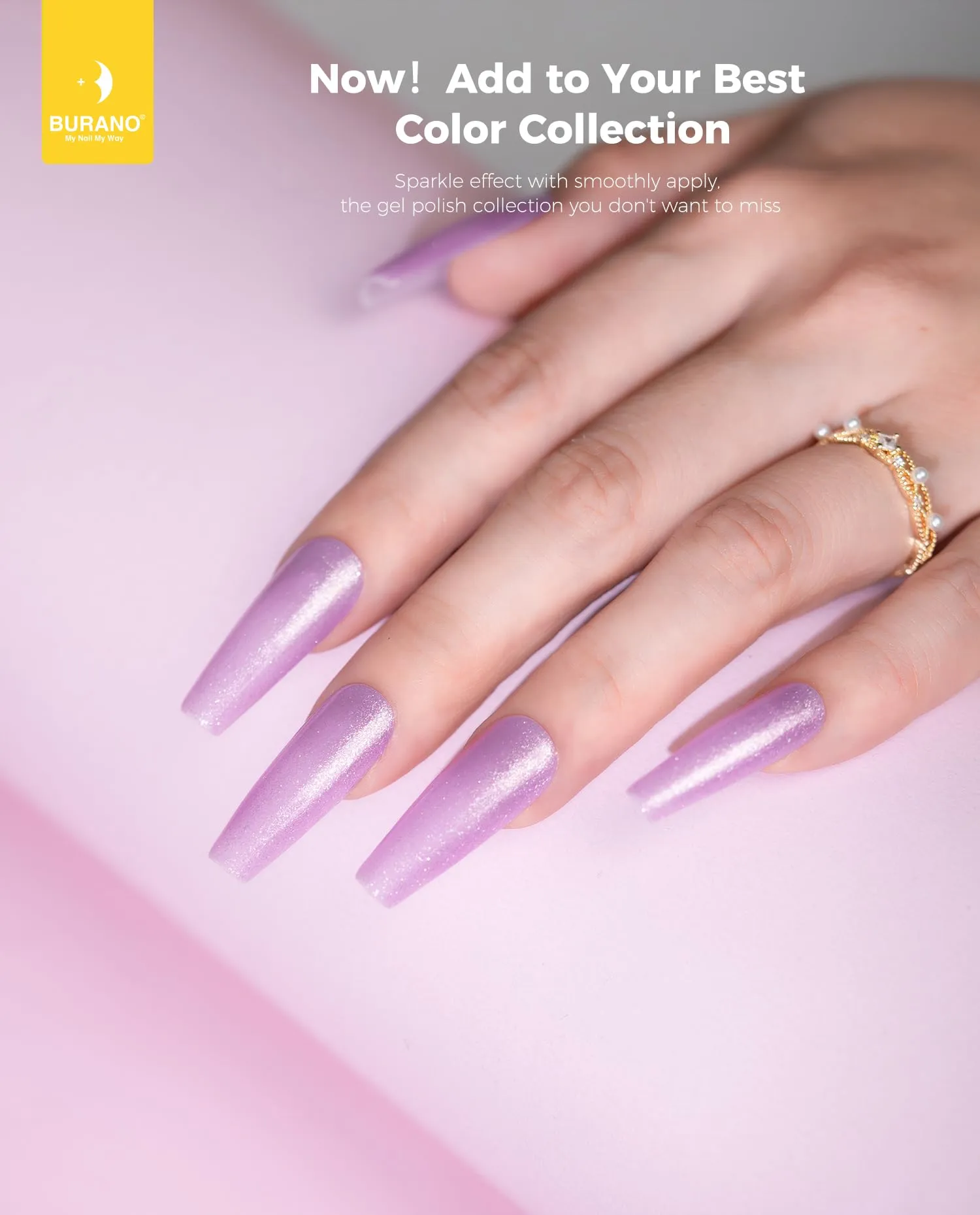 BURANO Glitter Gel Nail Polish, LED UV Nail Gel Shimmer Holographic Effect Soak off Gel Curing Required, No Chip Gel Polish Sparkle Gel Home DIY Nail Salon (Light Pink LP57)